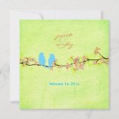 Blauwe vogels/kleurrijke bloesems/grijze limoen kaart (Voorkant)