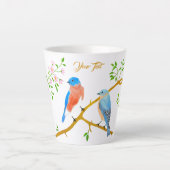 Blauwe vogels latte mok (Voorkant)