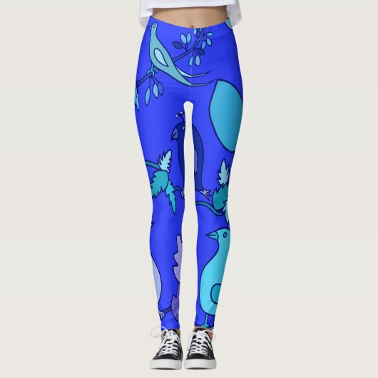Blauwe vogels leggings (Voorkant)