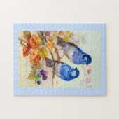 Blauwe vogels legpuzzel (Horizontaal)