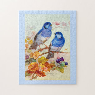 Blauwe vogels legpuzzel