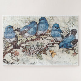Blauwe vogels legpuzzel