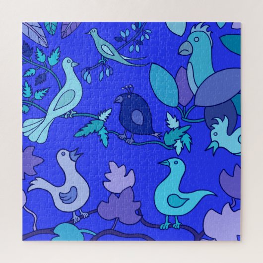 Blauwe Vogels Legpuzzel (Verticaal)