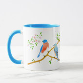 Blauwe vogels Lichtblauwe combinatie mok (Links)