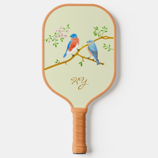 Blauwe vogels Lichtgroene Pickleball-paddle Pickleball Paddle (Voorkant)