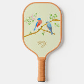 Blauwe vogels Lichtgroene Pickleball-paddle Pickleball Paddle (Achterkant)