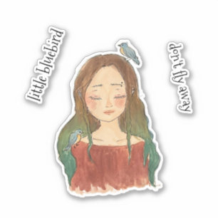 Blauwe Vogels Meisje Vliegt Niet Weg Sticker