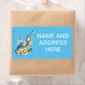 Blauwe vogels met bloemen Verzendlabels Etiket (Insitu)
