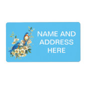 Blauwe vogels met bloemen Verzendlabels Etiket (Voorkant)