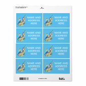 Blauwe vogels met bloemen Verzendlabels Etiket (Full Sheet)