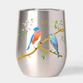 Blauwe vogels met monogram (Achterkant)
