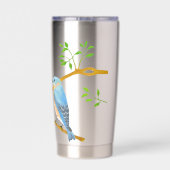 Blauwe vogels met monogram geïsoleerde drinkbeker (Achterkant)