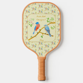 Blauwe vogels Met tekst Gele Pickleball Paddle