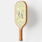 Blauwe vogels Met tekst Gele Pickleball Paddle (Links)