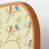 Blauwe vogels Met tekst Gele Pickleball Paddle (Links Detail)