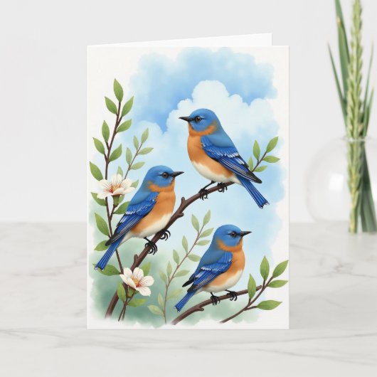 Blauwe Vogels Moederdag Scènekaart Kaart (Voorkant)