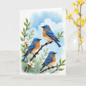 Blauwe Vogels Moederdag Scènekaart Kaart (Gele Bloem)