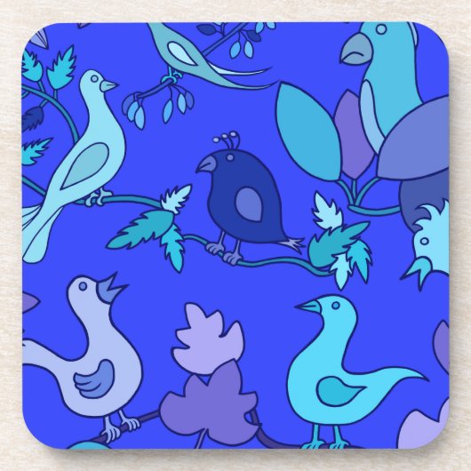 Blauwe vogels onderzetter (Voorkant)