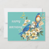 Blauwe vogels op bloemen (Voorkant)