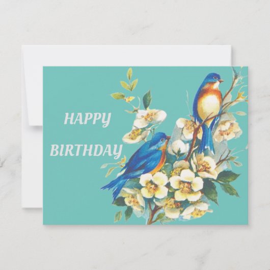 Blauwe vogels op bloemen (Voorkant)