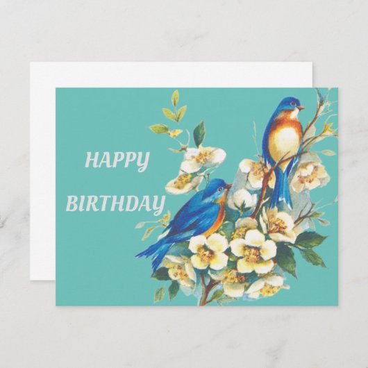 Blauwe vogels op bloemen (Voorkant / Achterkant)