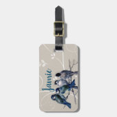 Blauwe vogels op een bijkantoor bagagelabel (Voorkant verticaal)