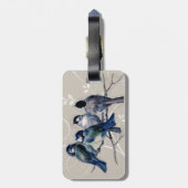 Blauwe vogels op een bijkantoor bagagelabel (Achterkant verticaal)