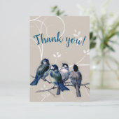 Blauwe vogels op een bijkantoor bedankkaart (Staand voorkant)