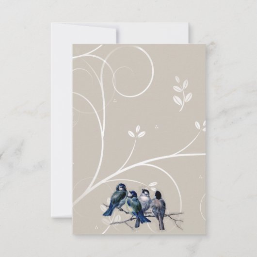 Blauwe vogels op een bijkantoor bedankkaart (Achterkant)