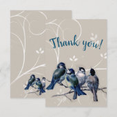Blauwe vogels op een bijkantoor bedankkaart (Voorkant / Achterkant)