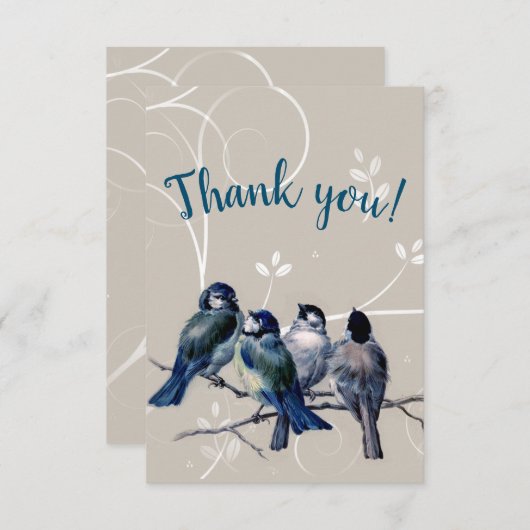 Blauwe vogels op een bijkantoor bedankkaart (Voorkant / Achterkant)