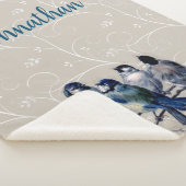 Blauwe vogels op een bijkantoor sherpa deken (3/4)