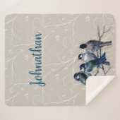 Blauwe vogels op een bijkantoor sherpa deken (Voorkant (horizontaal))