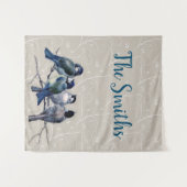 Blauwe vogels op een bijkantoor wandkleed (Voorkant (horizontaal))