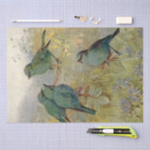  blauwe vogels op een Branch Greenery Tissuepapier (Craft)