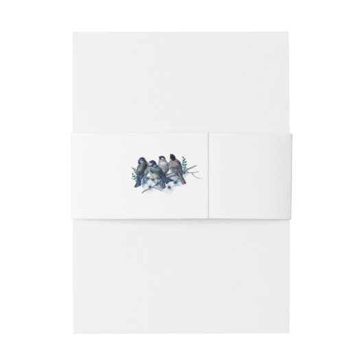 Blauwe vogels op een lijst met goudbloem I Uitnodigingen Wikkel (Achterkant Voorbeeld)