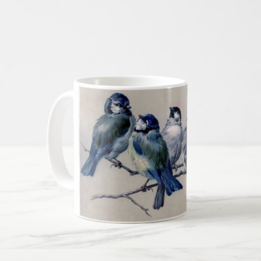 Blauwe vogels op een tak - Hector Giacomelli Koffiemok (Voorkant links)