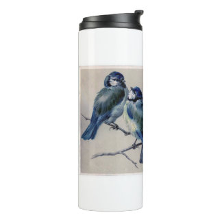 Blauwe vogels op een tak - Hector Giacomelli Thermosbeker