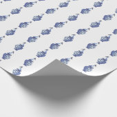 Blauwe vogels op gemberpotten inpakpapier (Hoek)