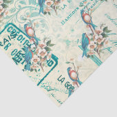 blauwe vogels op het Franse ephemera Tissuepapier (Detail)