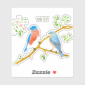 Blauwe vogels op maat gesneden vinyl sticker (Vel)
