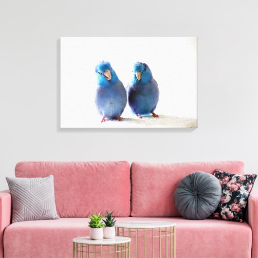 Blauwe Vogels Pacific Parrotlet Paar Verpakt Canva Canvas Afdruk (Insitu (Woonkamer))