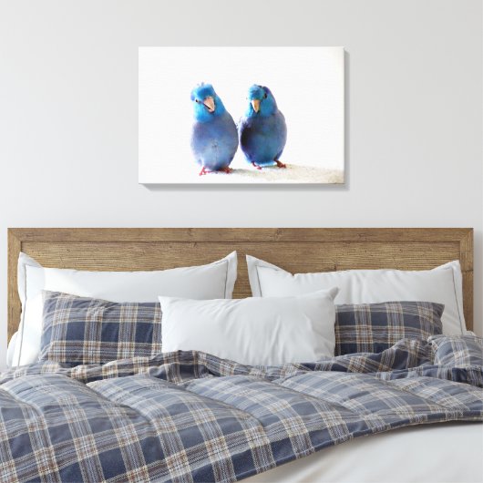 Blauwe Vogels Pacific Parrotlet Paar Verpakt Canva Canvas Afdruk (Insitu (Slaapkamer))