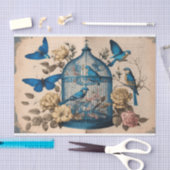 Blauwe vogels Paradise Birdcage butterflies ontkop Tissuepapier (Craft)