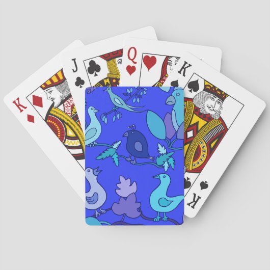 Blauwe vogels pokerkaarten (Achterkant)