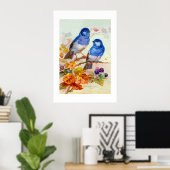 Blauwe vogels poster (Thuiskantoor)