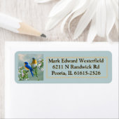 blauwe vogels retouretiket etiket (Insitu)