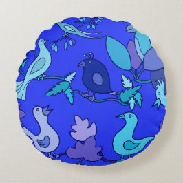 Blauwe vogels rond kussen