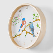 Blauwe Vogels Ronde Acryl Wandklok met cijfers (Hoek)