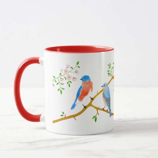 Blauwe vogels Rood Combo Mok (Links)